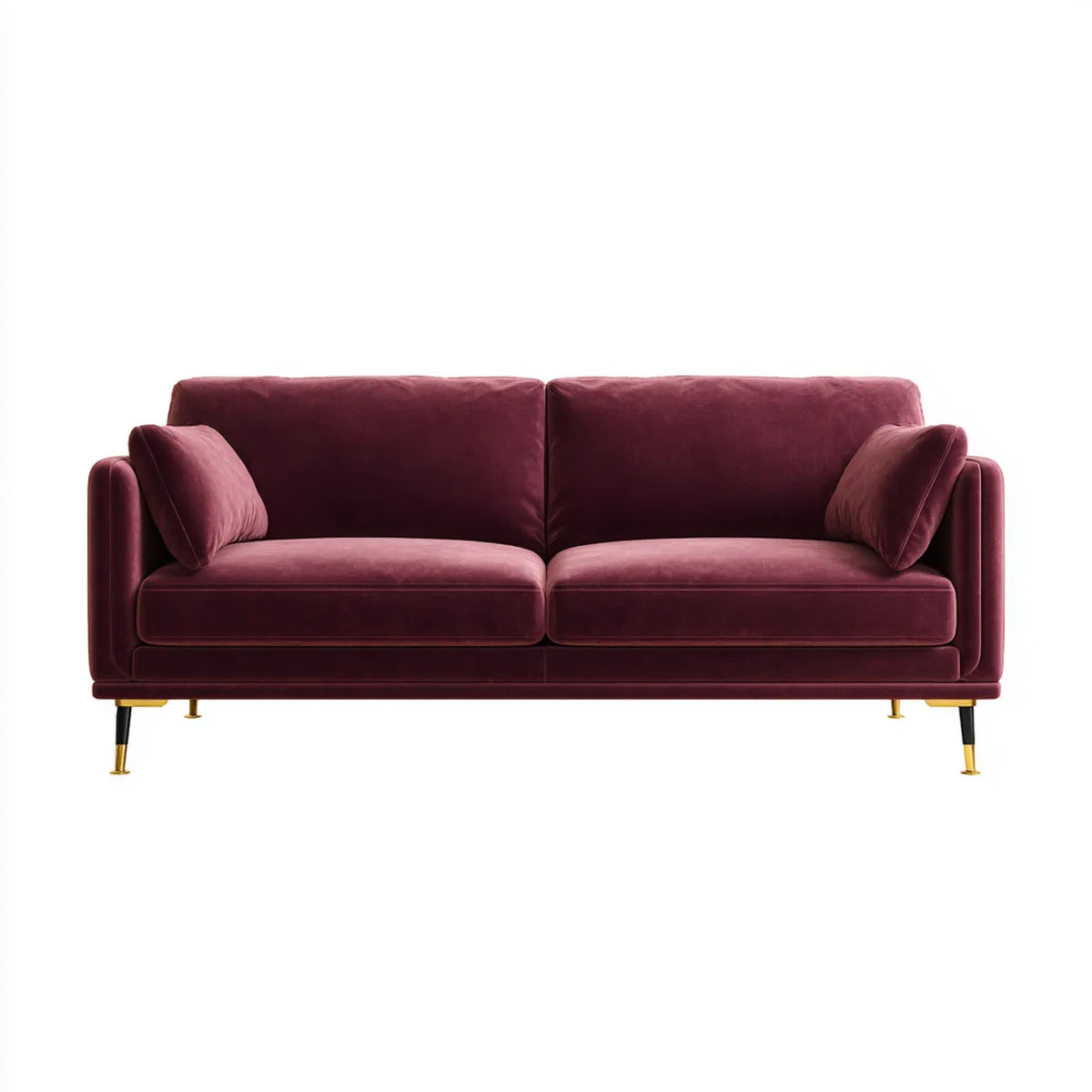 Canapé 3 places bordeaux en velours de polyester 210 x 90 x 82 cm rectangulaire