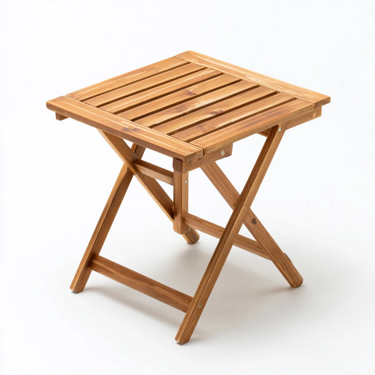 Table d'appoint de jardin pliante marron en bois massif d'acacia carrée 46 x 46 x 50 cm