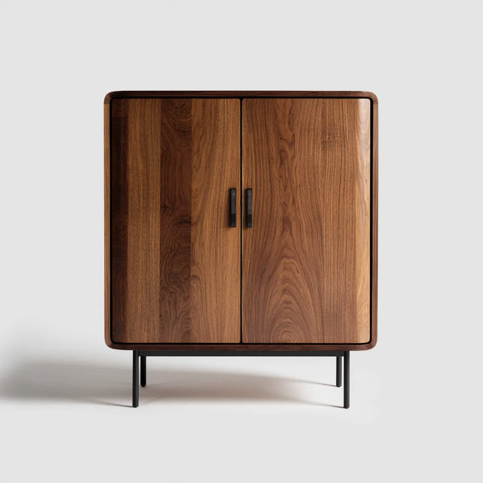 Armoire de rangement 2 portes marron noyer 100 x 45 x 140 cm en MDF plaqué noyer rectangulaire