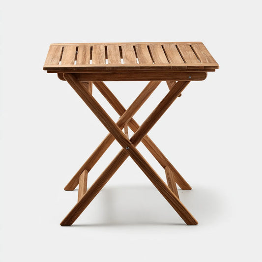 Table d'appoint de jardin pliante marron 60 x 40 x 50 cm en acacia massif rectangulaire