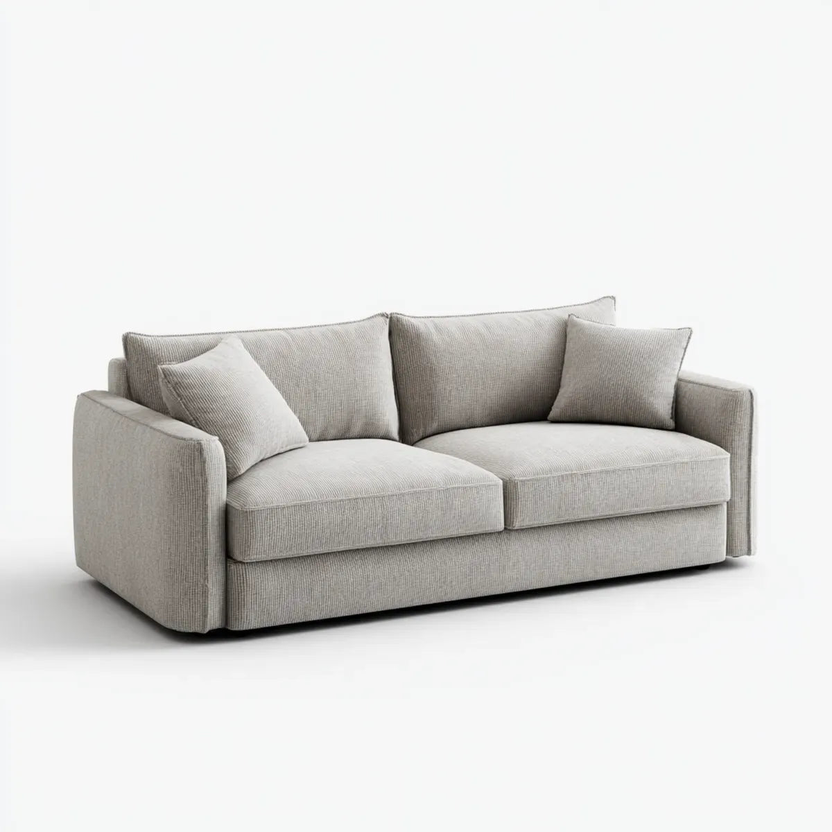 Canapé droit 2 places beige grège 180 x 90 x 85 cm en polyester forme rectangulaire