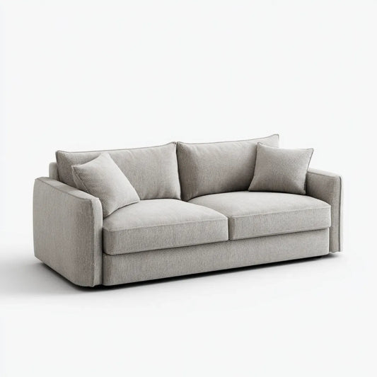 Canapé droit 2 places beige grège 180 x 90 x 85 cm en polyester forme rectangulaire