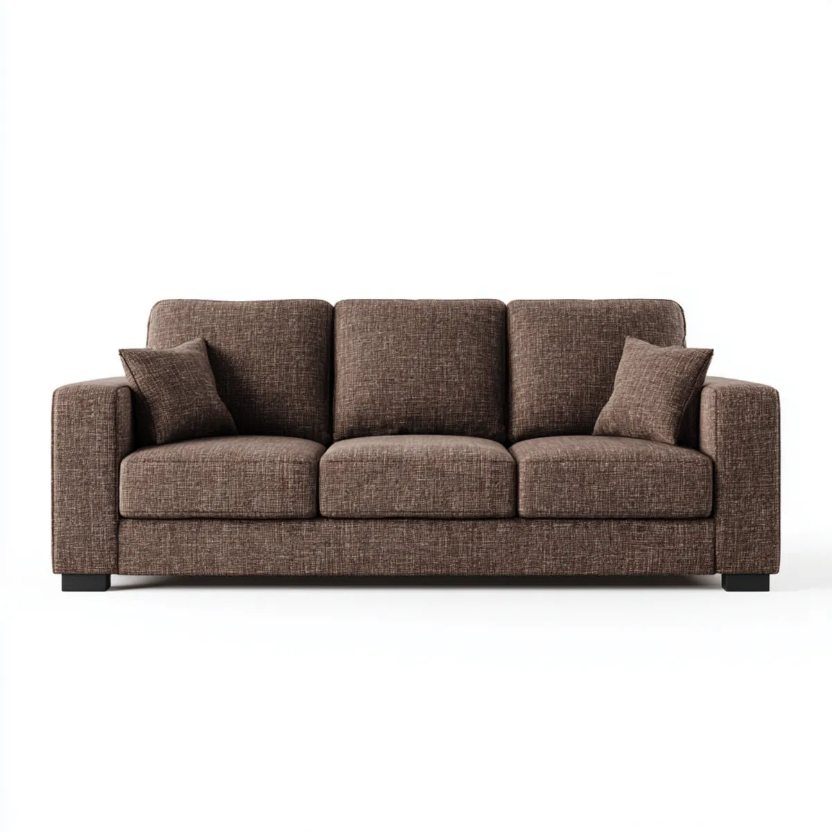 Canapé droit 3 places marron 220 x 90 x 85 cm en polyester forme rectangulaire