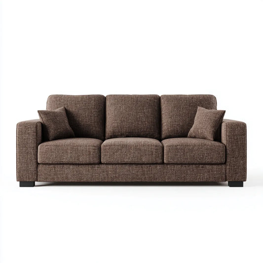Canapé droit 3 places marron 220 x 90 x 85 cm en polyester forme rectangulaire