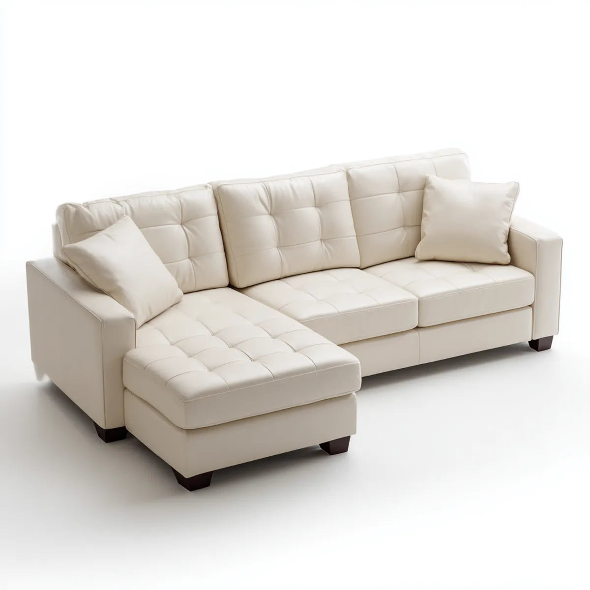 Canapé d'angle gauche 3 places crème 245 x 155 x 85 cm revêtement en cuir PU