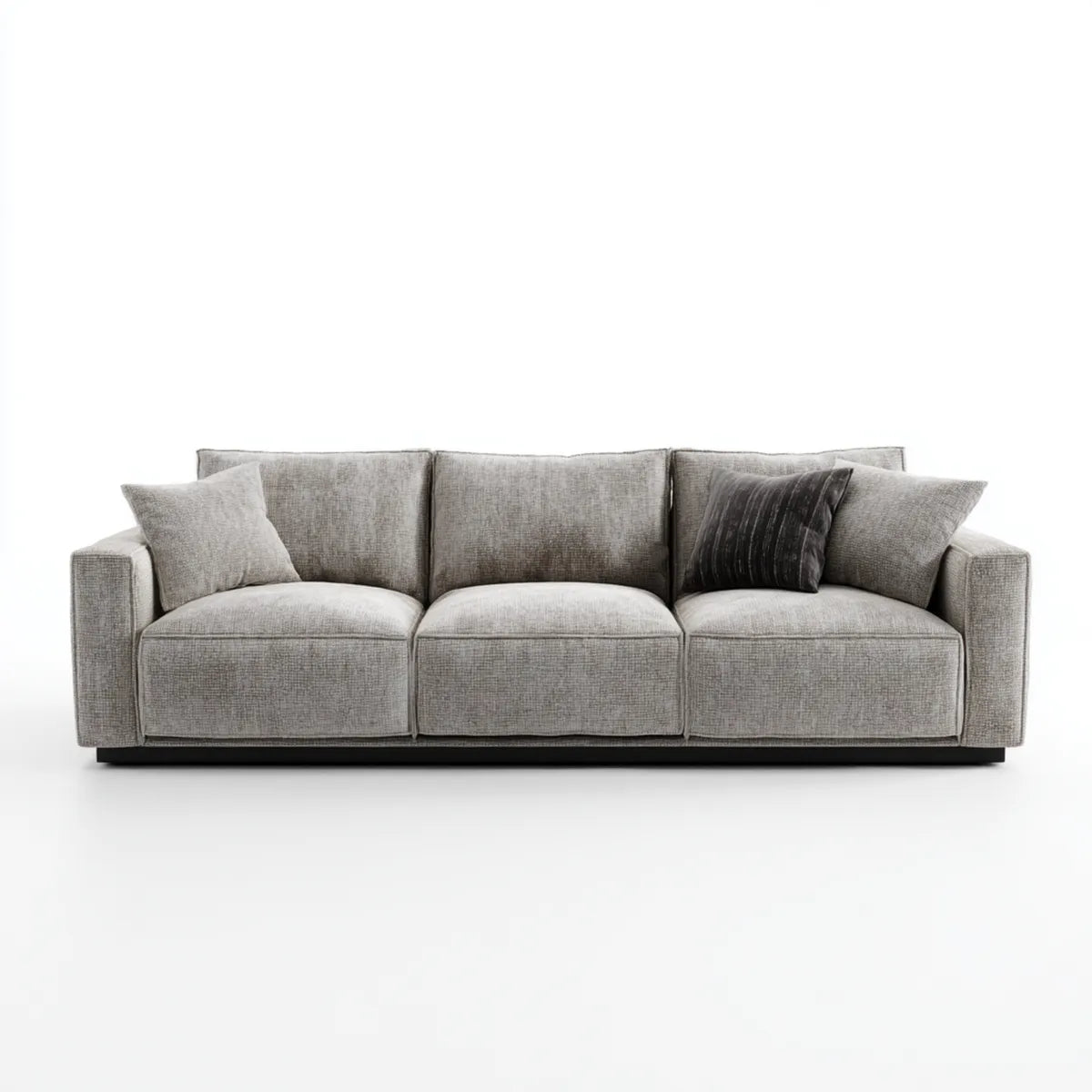 Canapé droit 3 places gris en polyester forme rectangulaire 230 x 98 x 85 cm