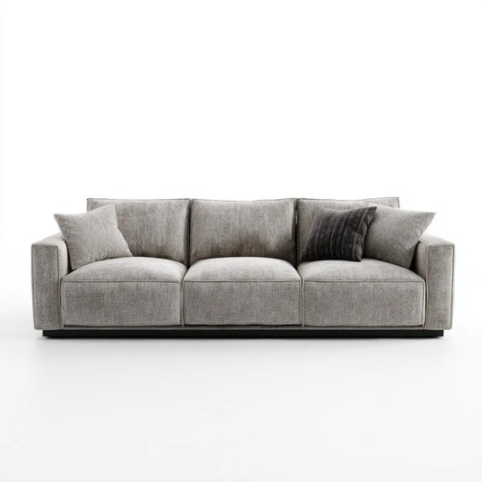 Canapé droit 3 places gris en polyester forme rectangulaire 230 x 98 x 85 cm