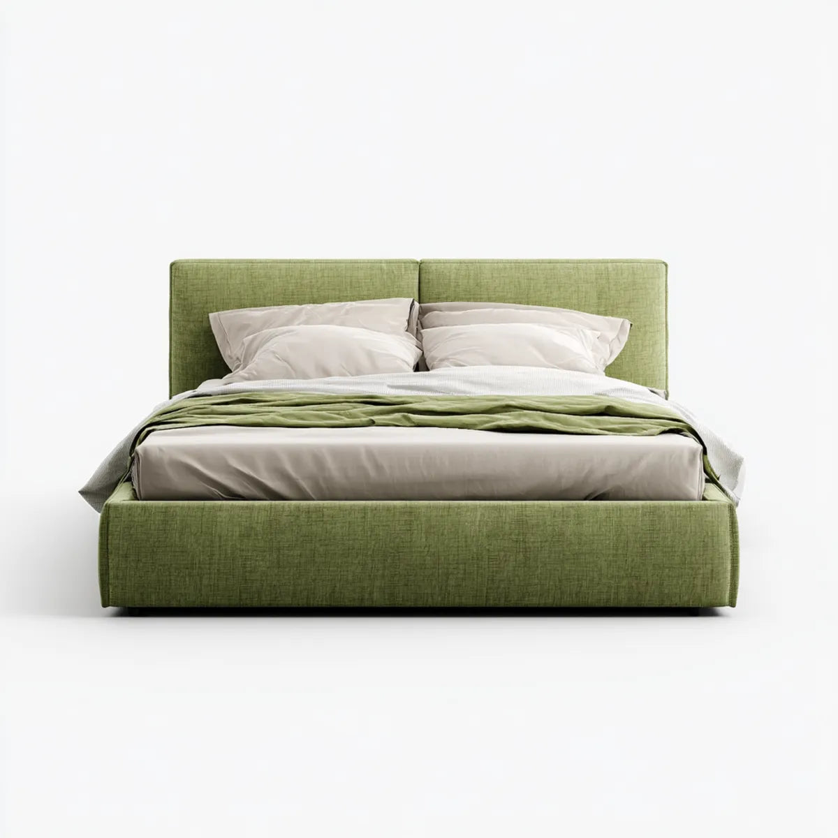Lit double capitonné vert olive 160 x 200 cm en polyester forme rectangulaire