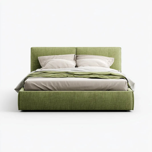 Lit double capitonné vert olive 160 x 200 cm en polyester forme rectangulaire