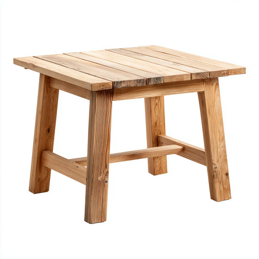Table d'appoint de jardin naturelle en bois massif de pin rectangulaire 70 x 50 x 50 cm