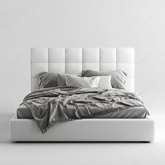 Lit double avec tête de lit capitonnée blanc 160 x 200 cm revêtement en PU rectangulaire