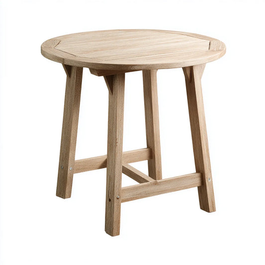 Table d'appoint de jardin ronde naturel en acacia massif Ø 60 x H 60 cm