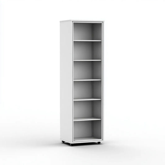Armoire de rangement à roulettes blanche en acier 60 x 40 x 180 cm rectangulaire avec 5 étagères